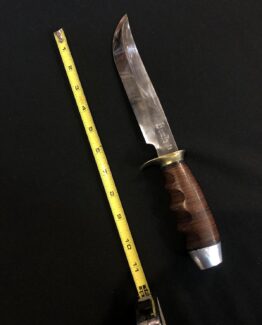 Vintage G C Co 372 Fixed Blade Bowie Knife Stacked Leather Handle Italy