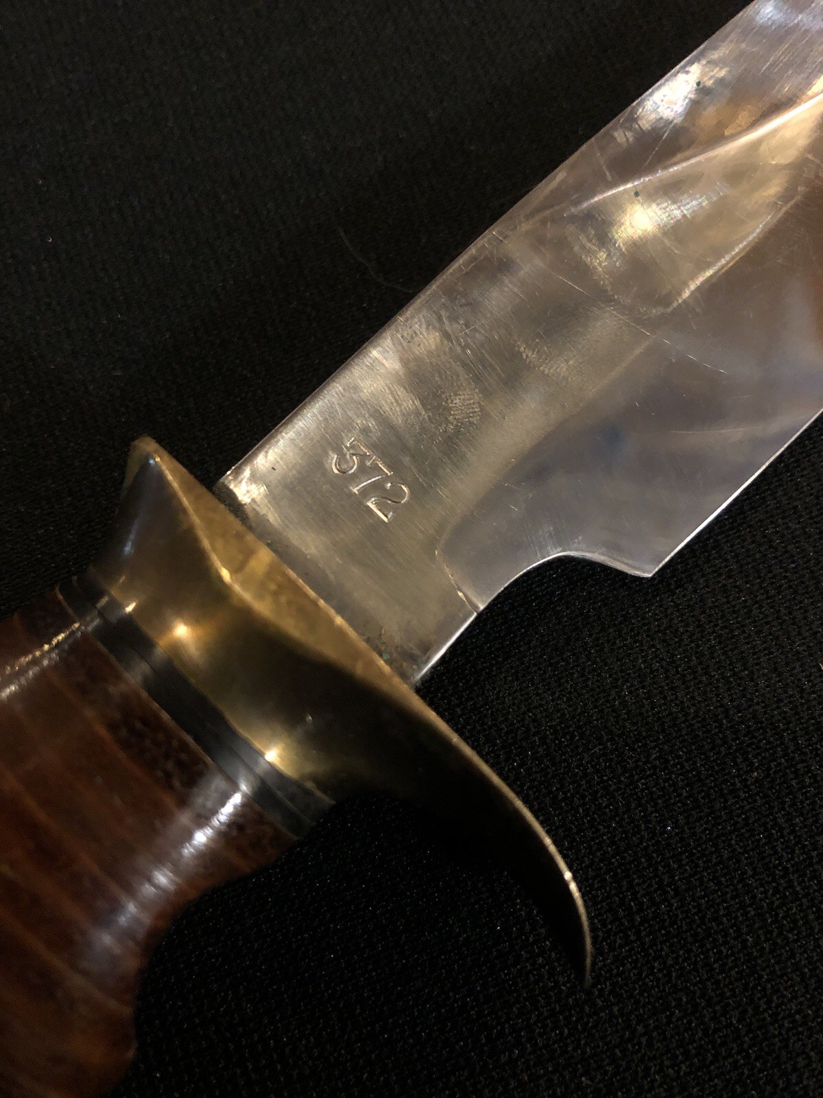 Vintage G C Co 372 Fixed Blade Bowie Knife Stacked Leather Handle Italy - Image 5